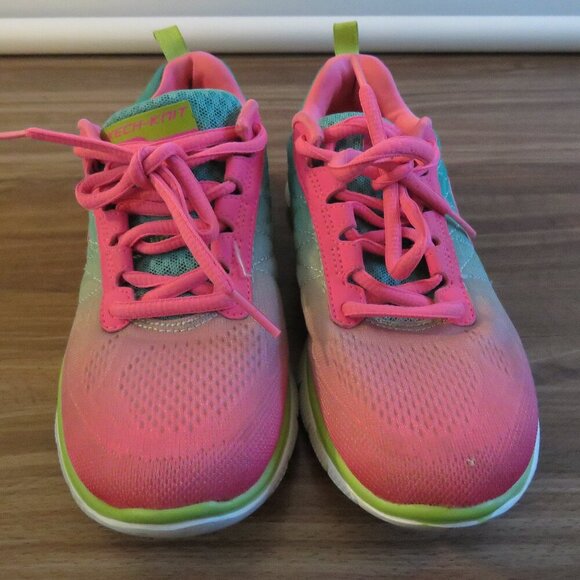 SKECHERS Flex Appeal Memory Foam Cosmic Pink Green Athletic Sneakers Shoes US 5 - Picture 6 of 13
